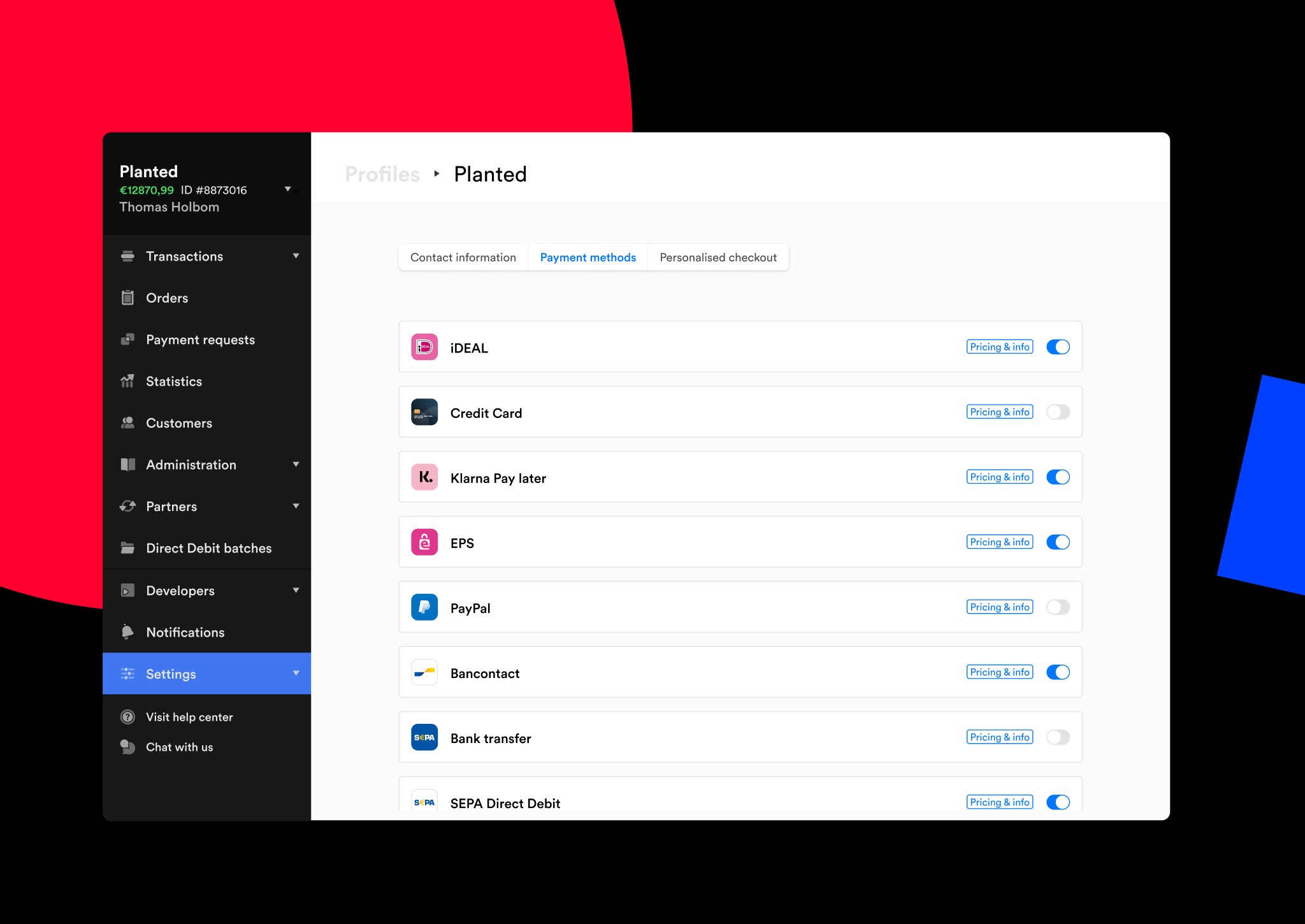 Mollie dashboard payment